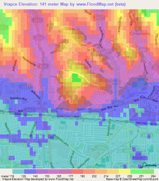 Vrapce,Croatia Elevation Map