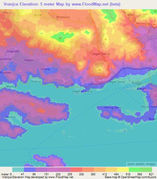 Vranjca,Croatia Elevation Map