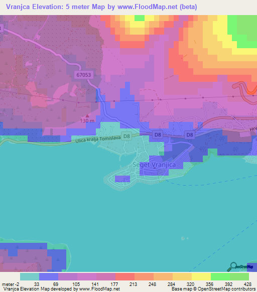 Vranjca,Croatia Elevation Map