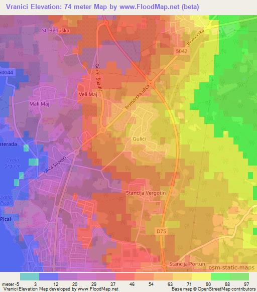 Vranici,Croatia Elevation Map