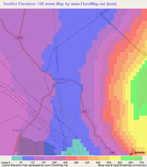 Vozilici,Croatia Elevation Map