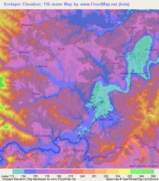 Vorkapic,Croatia Elevation Map