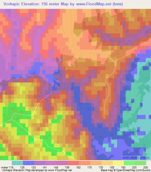 Vorkapic,Croatia Elevation Map