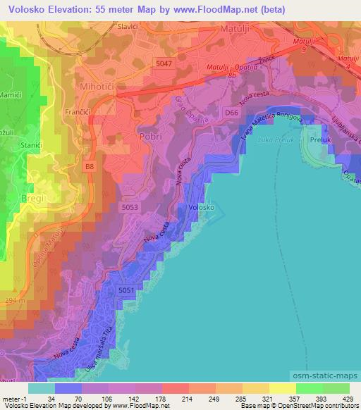 Volosko,Croatia Elevation Map