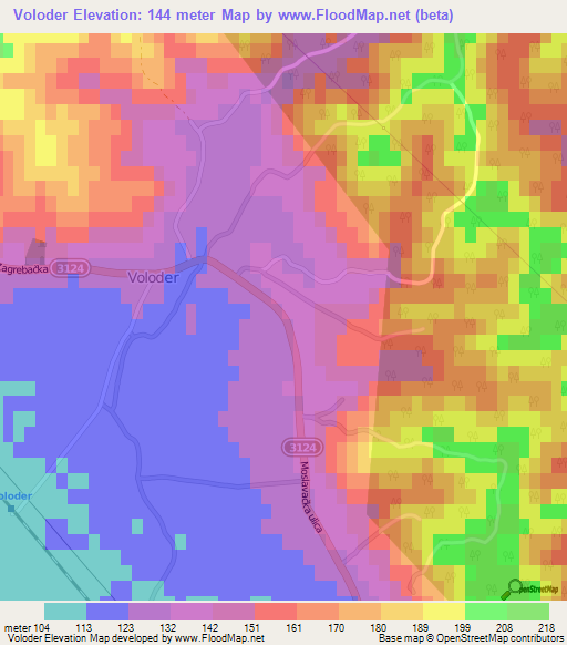 Voloder,Croatia Elevation Map