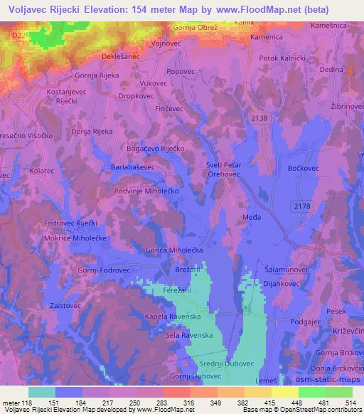 Voljavec Rijecki,Croatia Elevation Map