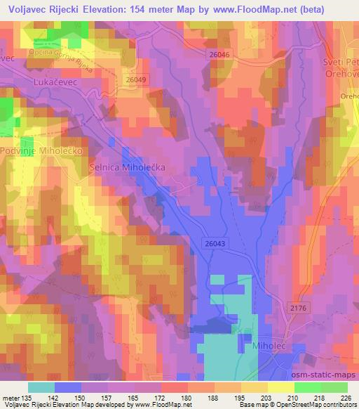 Voljavec Rijecki,Croatia Elevation Map