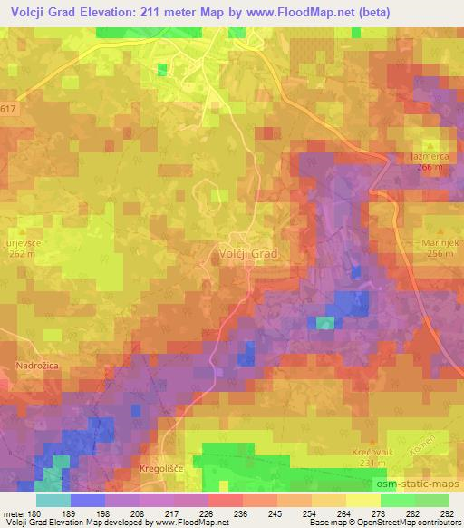 Volcji Grad,Slovenia Elevation Map