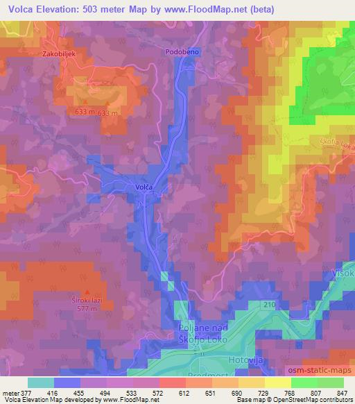 Volca,Slovenia Elevation Map