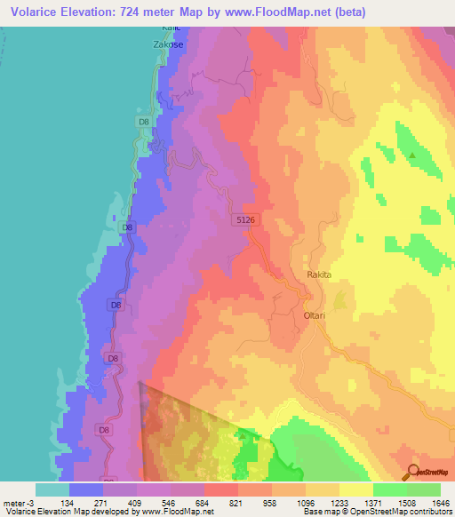 Volarice,Croatia Elevation Map