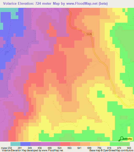 Volarice,Croatia Elevation Map