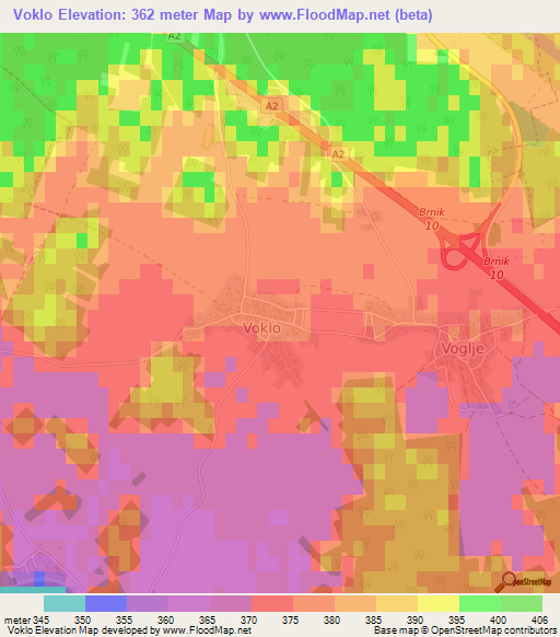 Voklo,Slovenia Elevation Map