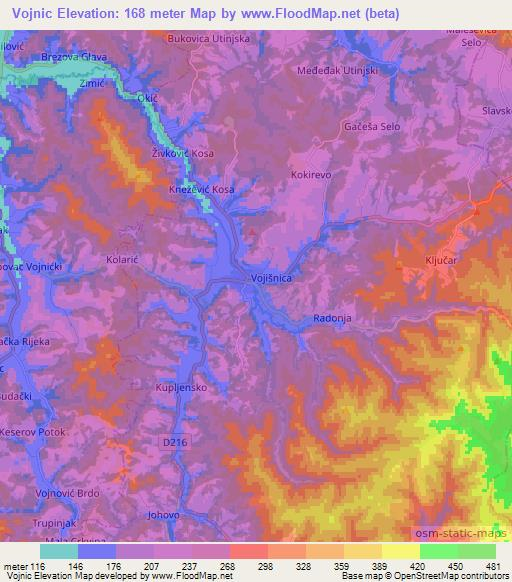 Vojnic,Croatia Elevation Map