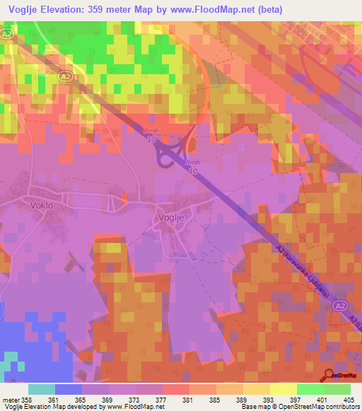 Voglje,Slovenia Elevation Map