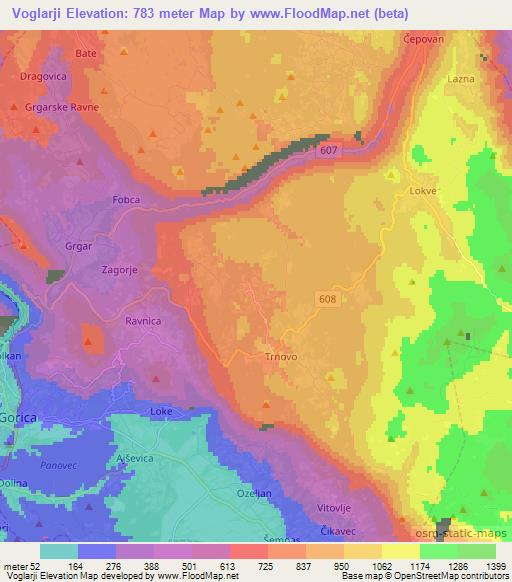 Voglarji,Slovenia Elevation Map