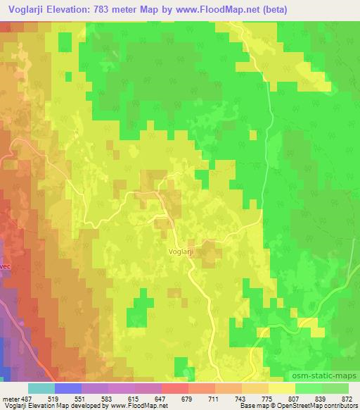 Voglarji,Slovenia Elevation Map