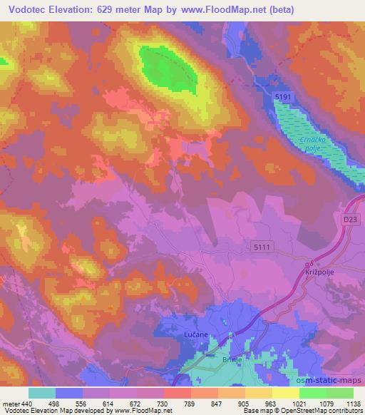 Vodotec,Croatia Elevation Map