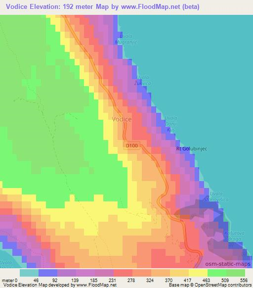 Vodice,Croatia Elevation Map