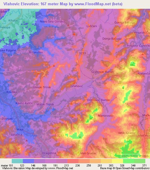 Vlahovic,Croatia Elevation Map