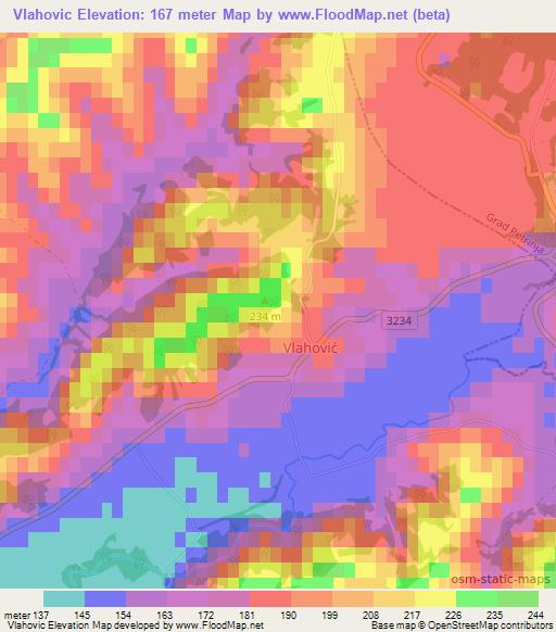 Vlahovic,Croatia Elevation Map