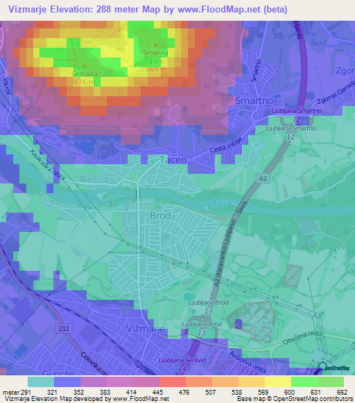 Vizmarje,Slovenia Elevation Map