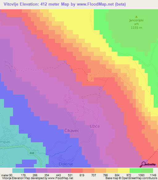 Vitovlje,Slovenia Elevation Map