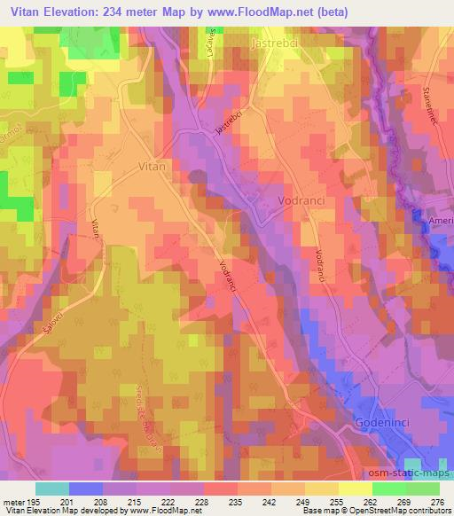 Vitan,Slovenia Elevation Map