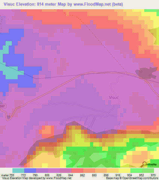 Visuc,Croatia Elevation Map