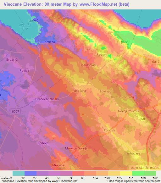 Visocane,Croatia Elevation Map