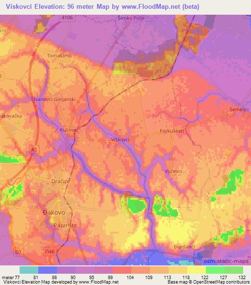 Viskovci,Croatia Elevation Map