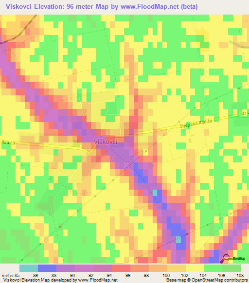 Viskovci,Croatia Elevation Map