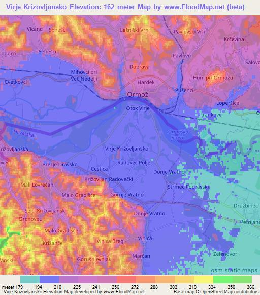 Virje Krizovljansko,Croatia Elevation Map