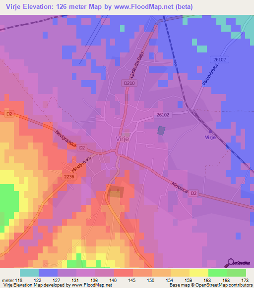 Virje,Croatia Elevation Map