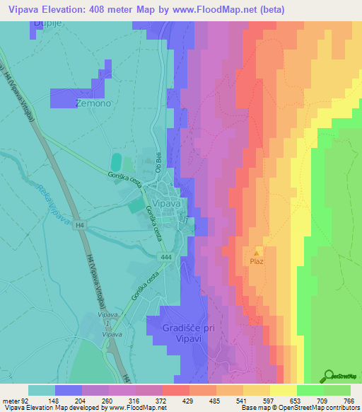 Vipava,Slovenia Elevation Map