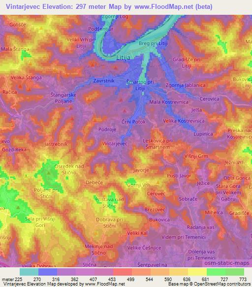 Vintarjevec,Slovenia Elevation Map