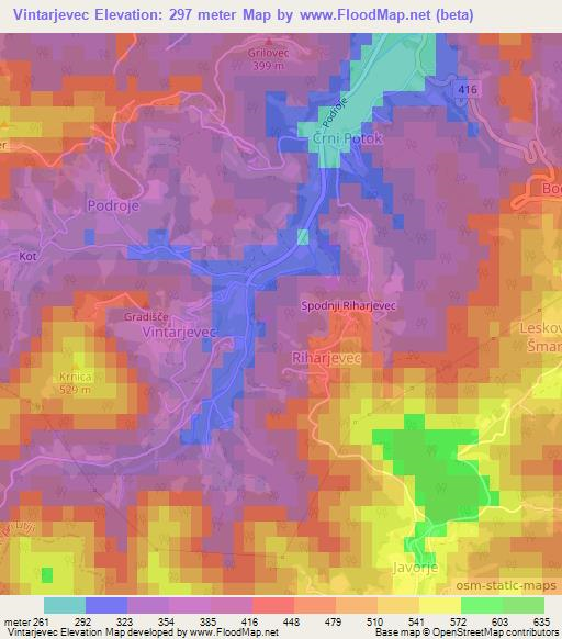 Vintarjevec,Slovenia Elevation Map