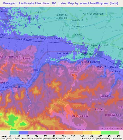 Vinogradi Ludbreski,Croatia Elevation Map