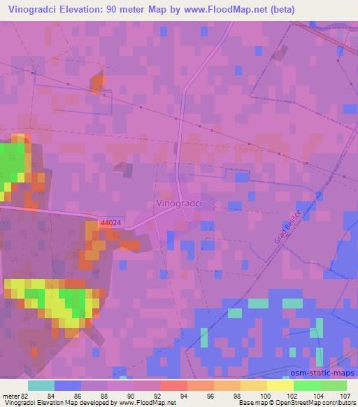 Vinogradci,Croatia Elevation Map