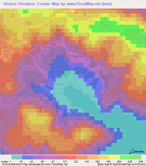 Vinisce,Croatia Elevation Map