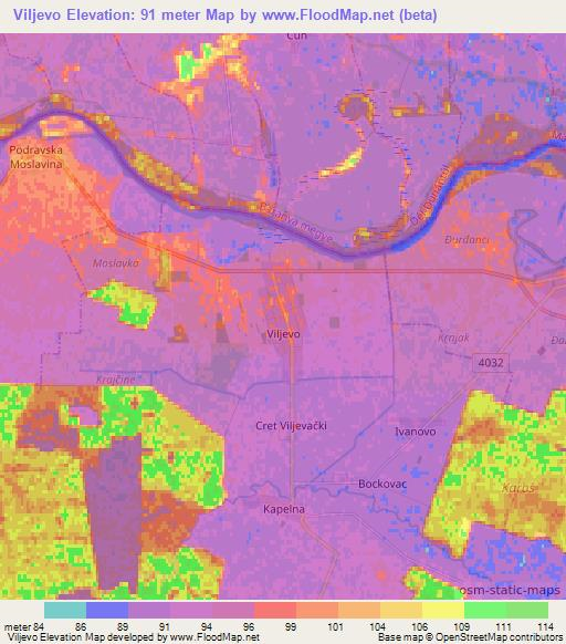 Viljevo,Croatia Elevation Map