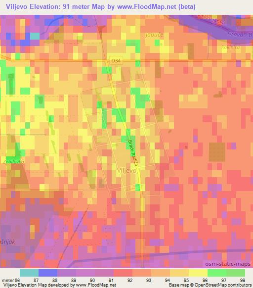 Viljevo,Croatia Elevation Map