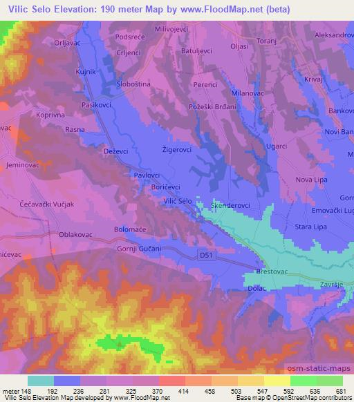 Vilic Selo,Croatia Elevation Map