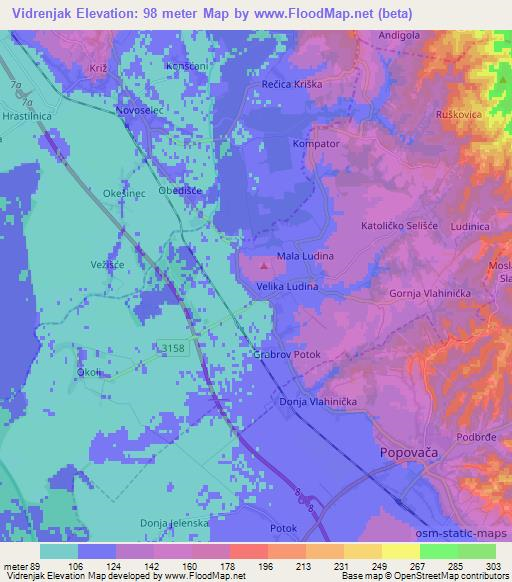 Vidrenjak,Croatia Elevation Map