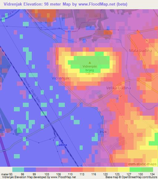 Vidrenjak,Croatia Elevation Map