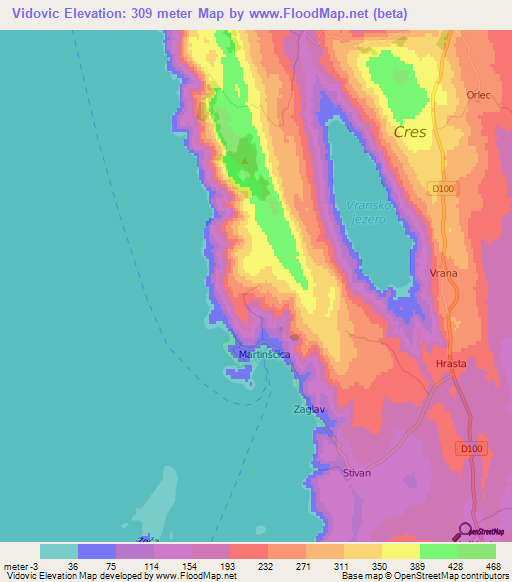 Vidovic,Croatia Elevation Map