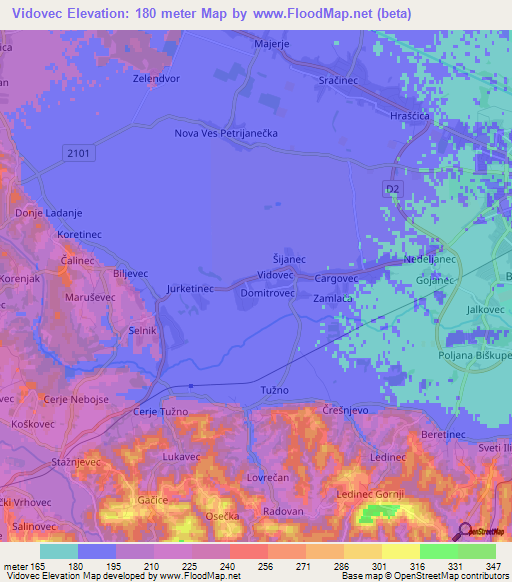 Vidovec,Croatia Elevation Map