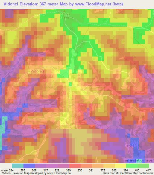 Vidonci,Slovenia Elevation Map