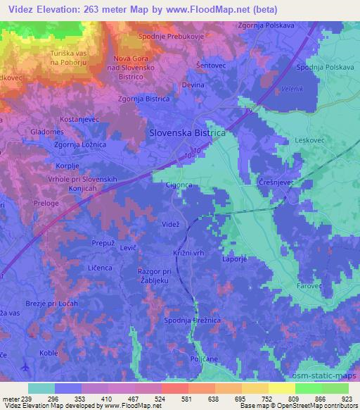 Videz,Slovenia Elevation Map