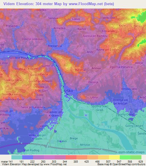 Videm,Slovenia Elevation Map