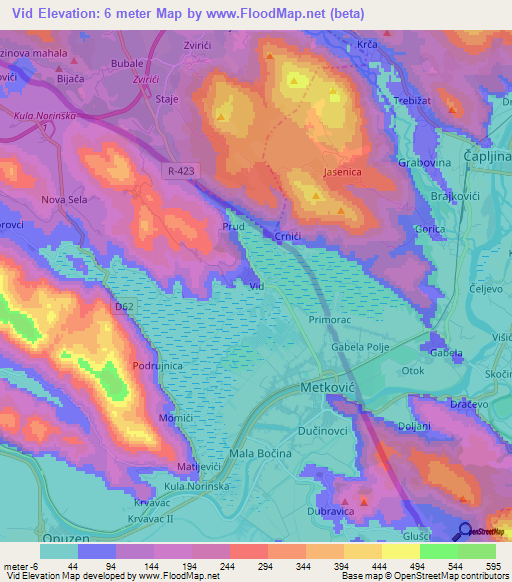 Vid,Croatia Elevation Map